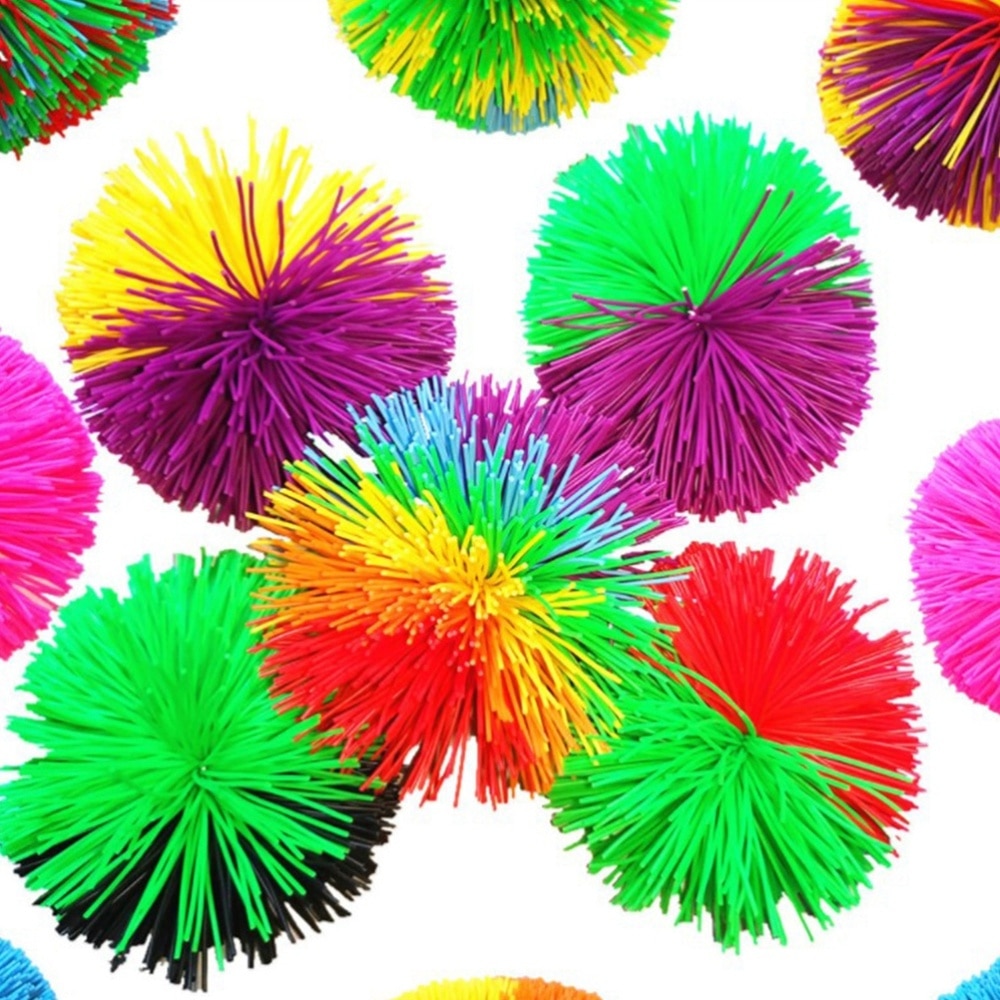 6 st 6cm färgglada silikon koosh boll studsande fluffig jugging boll sensoriska fidgets stressavlastande leksak (slumpmässig färg)
