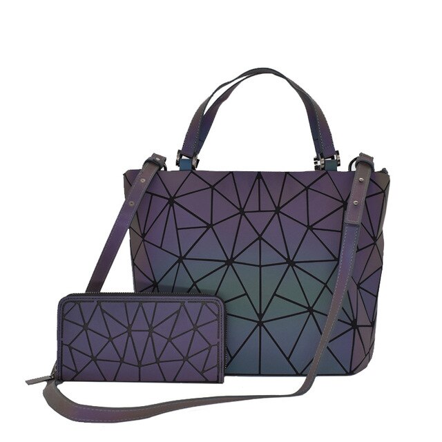 Women Handbags Bag Set Crossbody Bags For Women Luminous bao bag Geometric Shoulder Bag Female Purse Handbag Tote Holographic: Luminous set 2 / big35X13X29CM