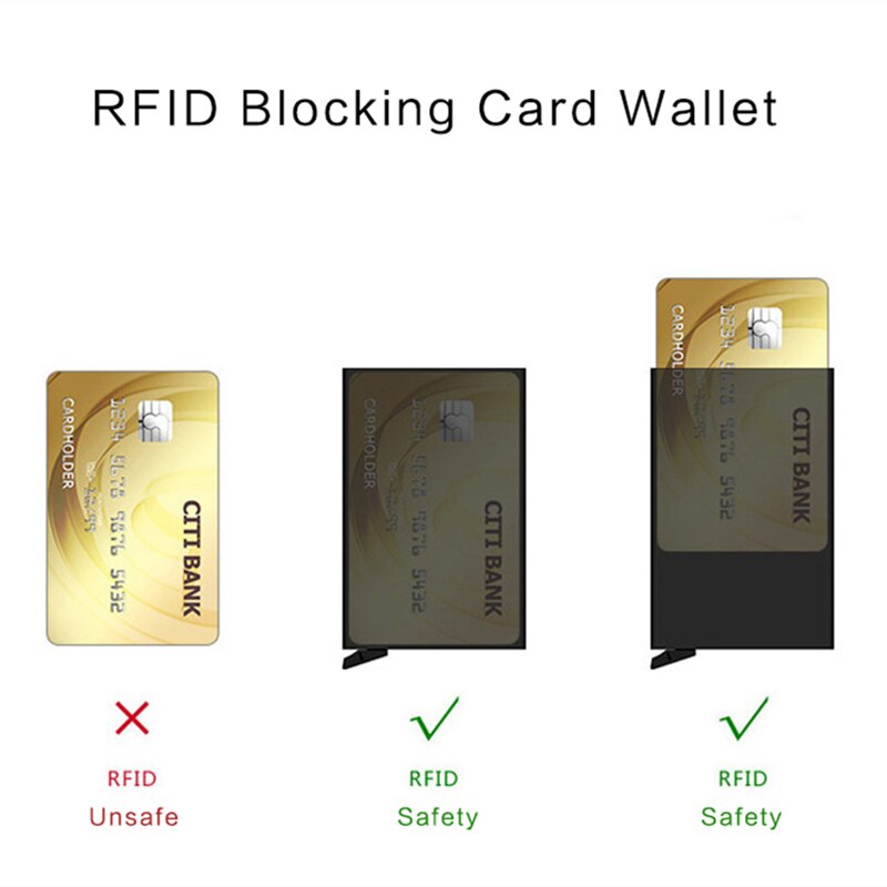 Bisi goro rfid minimalistinen pankkikorttipidike varkaudenesto metalli alumiinilompakko mini miesten ja naisten musta yritysluottokorttikotelo