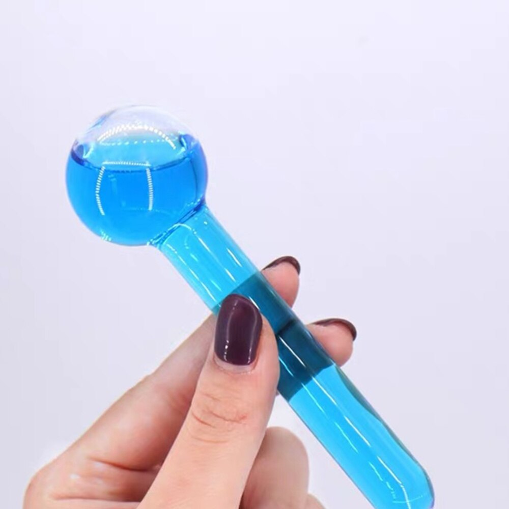 2Pcs Facial Massage Globes Beauty Ice Ball Energy Crystal Ball Facial Cooling Ice Globes (Blue)