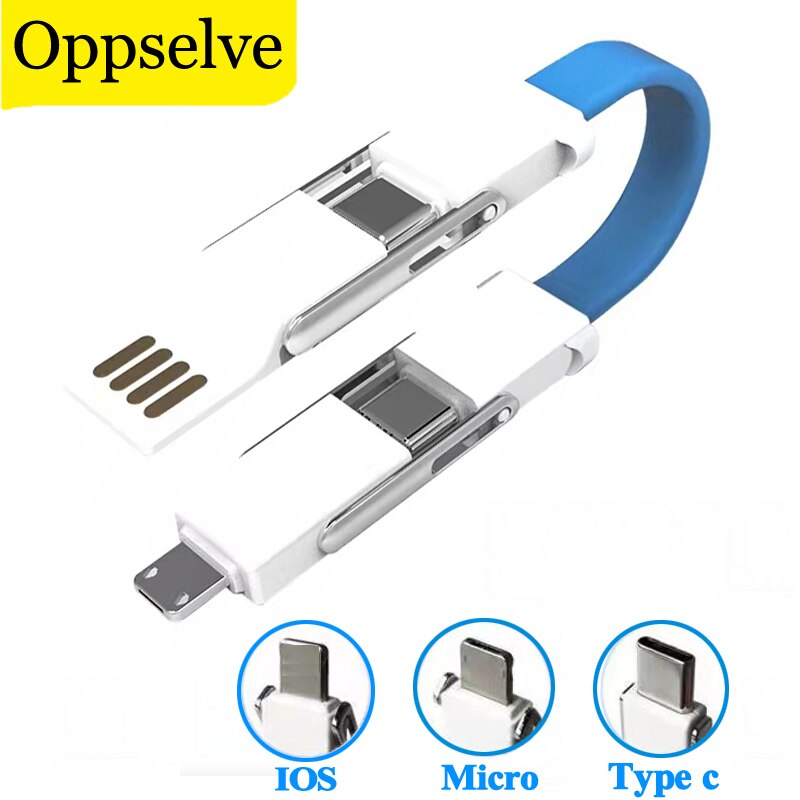 Sleutelhanger Snelle Oplaadkabel 4 In 1 Magnetische Micro Usb Type C Adapter Wire Cord Magneet Kabel Voor Iphone 13 12 Mini 11 Pro Max