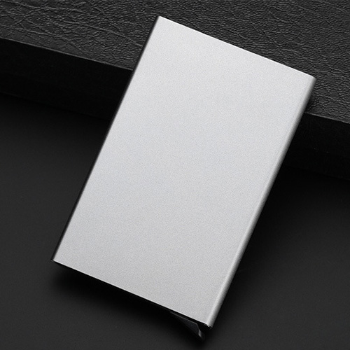 Alliage d'aluminium hommes carte de crédit bancaire titulaire femmes métal Pu porte-cartes de banque carte boîte classique: gray