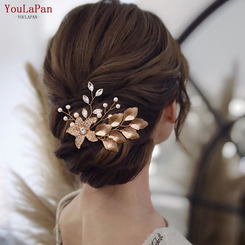Youlapan HP307 Bruiloft Haar Accessoires Vrouwen Bruids Haar Band Kam Gouden Kam Haaraccessoires Voor Bruiloft Bruiloft Haarspelden