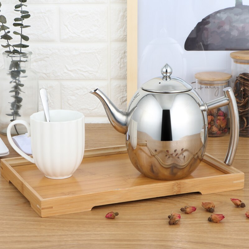 1L/1.5L Thick Stainless Steel Teapot Coffee Pot Water Kettle With Filter Large Capacity Water Pot Home Induction Cooker Tea Tool