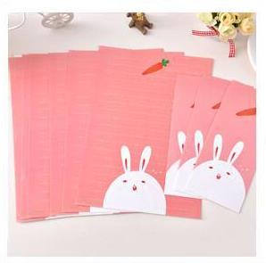 Coloffice 6 breve og 3 konvolutter papir farverig tegneserie søde lykønskningskort brev papir opbevaring kawaii studerende: Lyserød