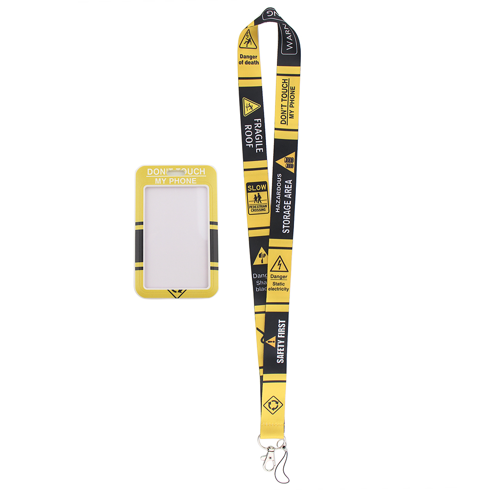 LX535 Danger Warning Signs Phone Straps Lanyards Id Badge Holder For Student Card Cover Business Card With Lanyard Rope
