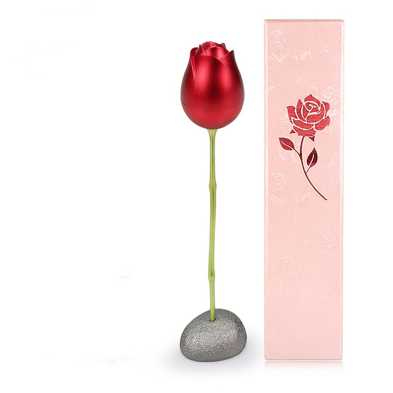Rose Flower Box Crystal Gold Silver Necklace For Men Women Alloy Jewelry Box For Girl Friends Couple: Red Box