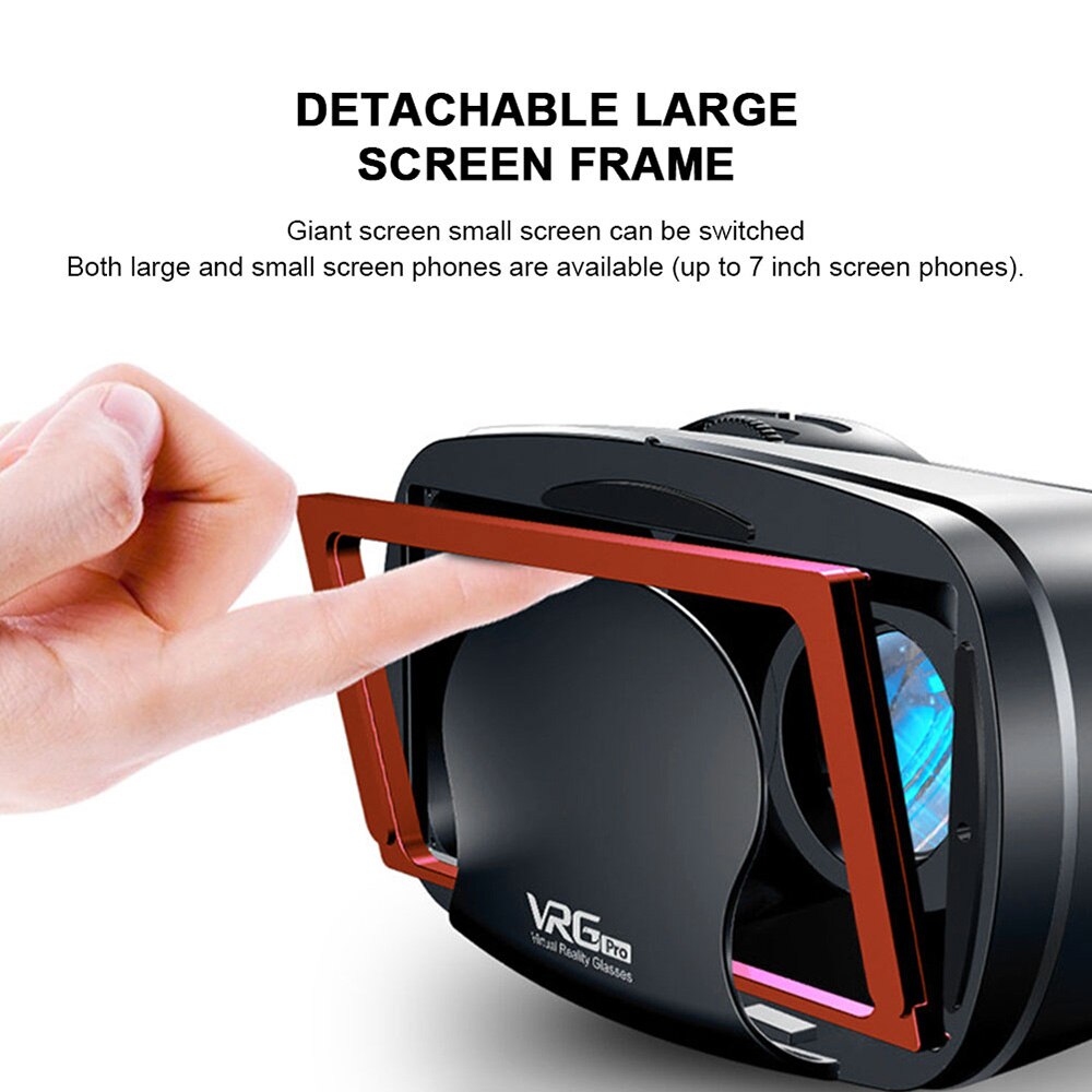 Vrg pro 3d vr briller virtual reality vidvinkel fuldskærms visuelle vr briller til 5 to 7 tommer smartphone briller enheder
