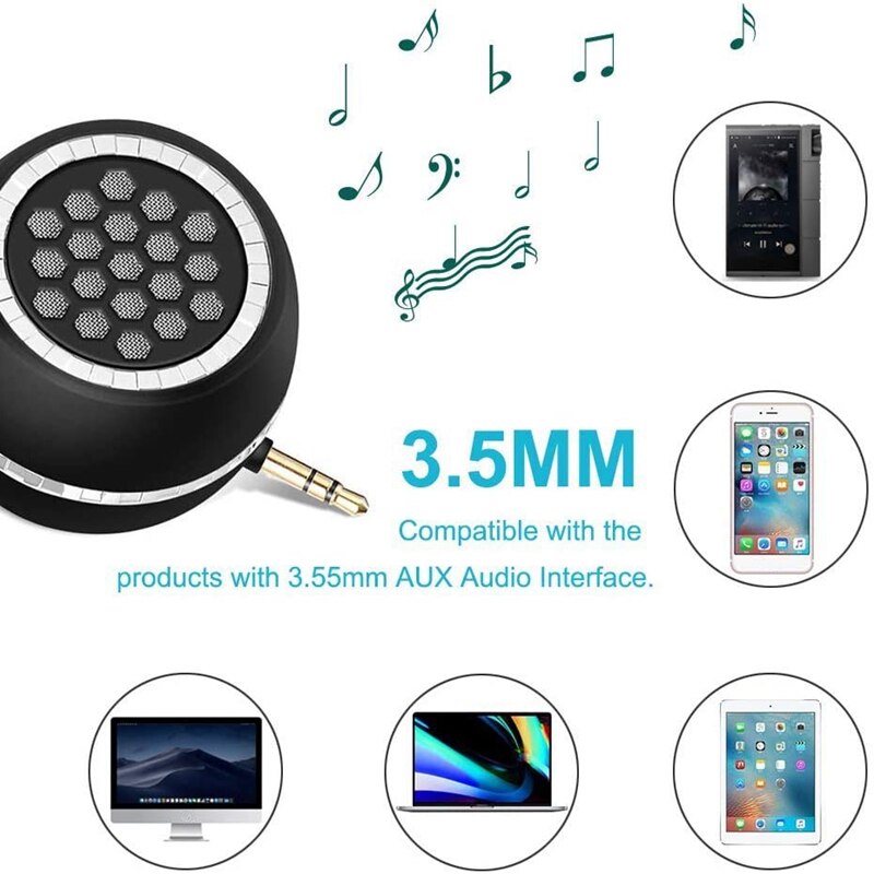Mini Wireless Speaker, 3W Mobile Phone Speaker Line-in Speaker with 3.5mm AUX Audio Interface for Android/PC/Laptop
