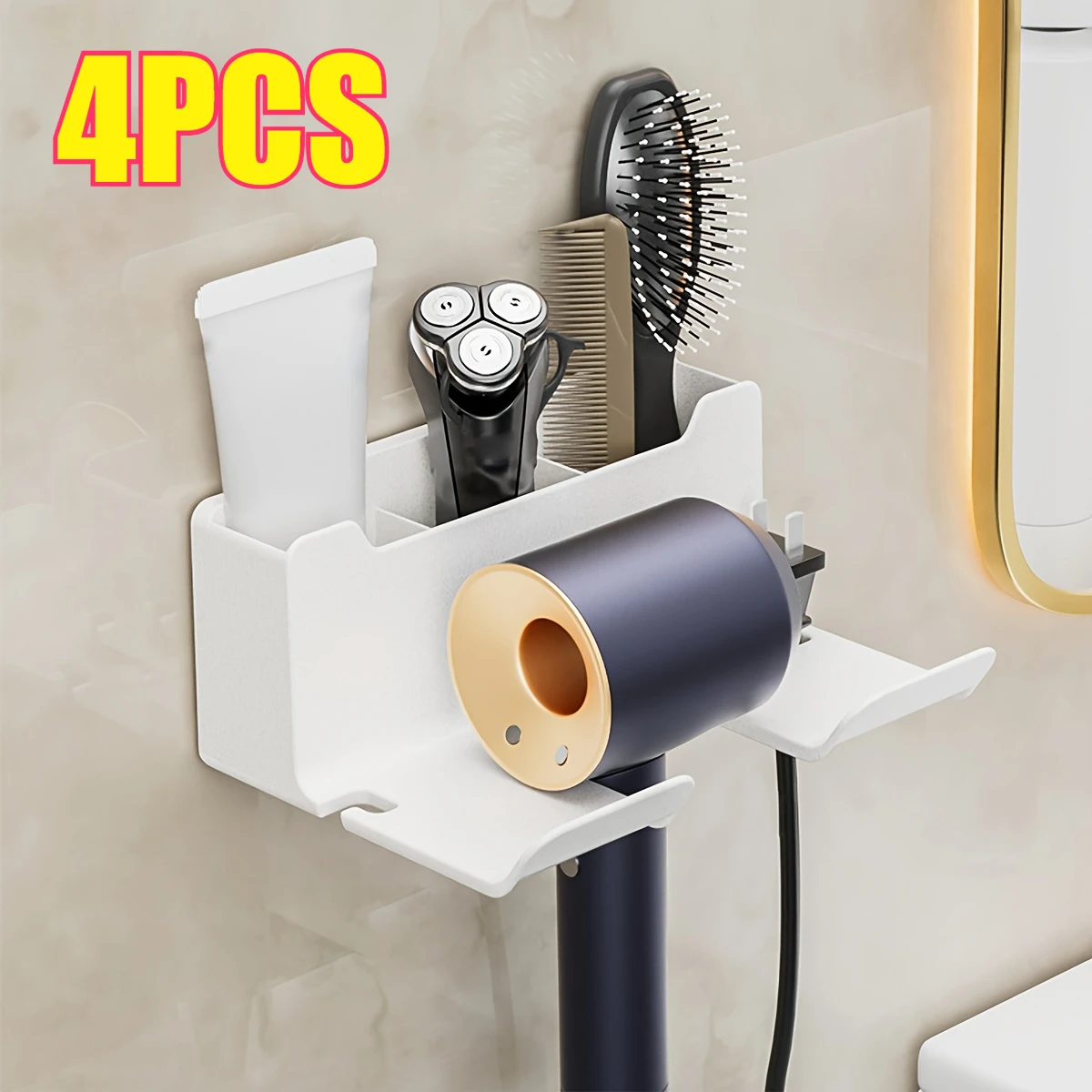 Estante para secador de baño, estantes de pared, soporte para secador de pelo, caja organizadora para ducha, soporte para soplador de inodoro, artículos de baño: Borgoña