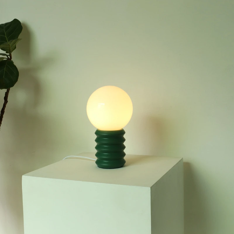 Mellem antik stil orange massivt træ glas led bordlampe soveværelse sengelampe hjem atmosfære natlampe koreansk ins lampe