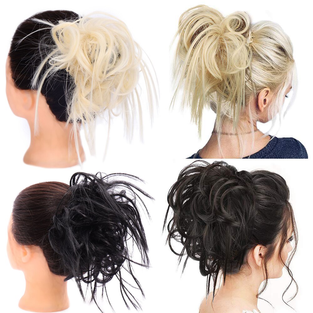 Shangke Synthetische Rommelig Chignons Messy Bun Paardenstaarten Weerstand Chouchou Wrap Haar Touw Rubber Band Hair Extensions Voor Vrouwen