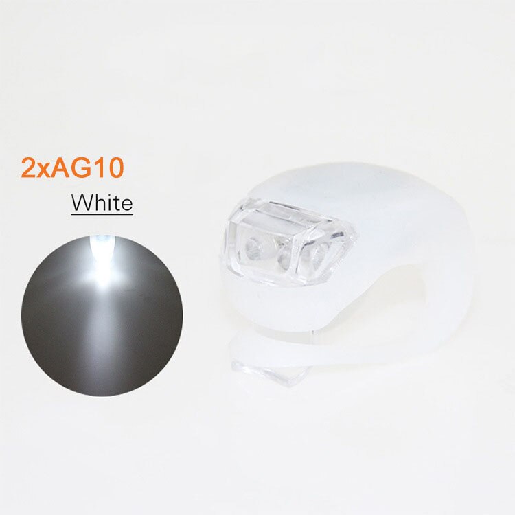 Fahrrad Licht Wasserdichte Silikon LED Kopf Vorder Hinten Licht Fahrrad Rad Lichter Scheinwerfer Lampe mit Batterie Fahrrad Zubehör: A - Weiß