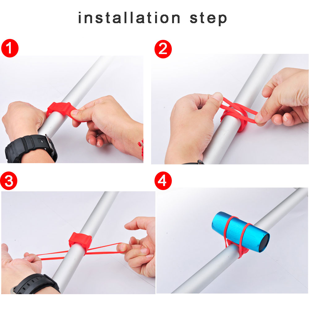 4 stk sykkelstyre silikonstropp bånd sykkellysholder feste elastisk bindetau sykkellykt lommelyktbandasjer