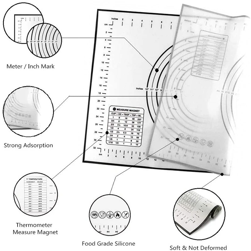 Tapete de cozimento de silicone almofada de amassar tapete de massa pizza bolo fabricante de massa cozinha cozinhar grill antiaderente gadgets bakeware esteira de pastelaria