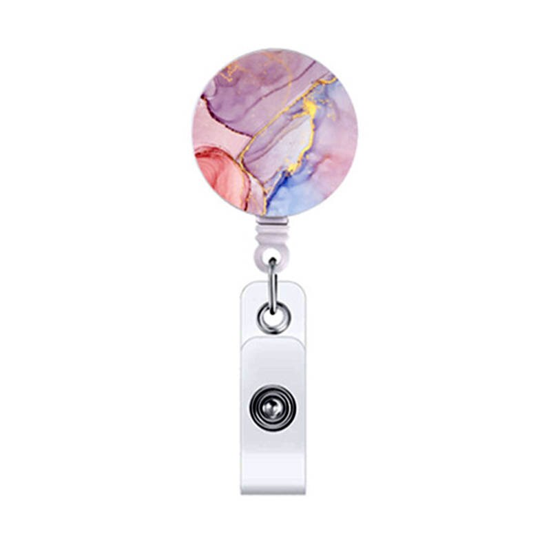 Rood Marmer Verpleegkundige/Arts Badge Reel Badge Houder Clip Intrekbare Id Badge Houder Met 360 Roterende Alligator Clip: 2