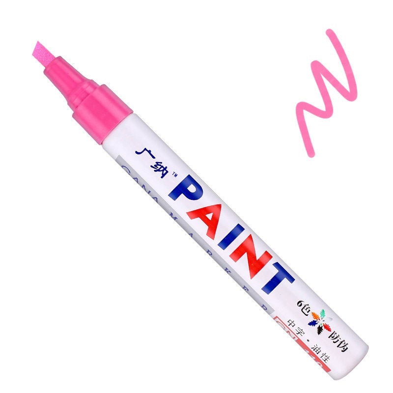 Rotulador de pintura de punta plana de colores, Graffiti, banda de rodadura de neumático de coche, CD, Metal, madera, marcador impermeable aceitoso permanente, suministros para escuela y oficina MP4: Rosa