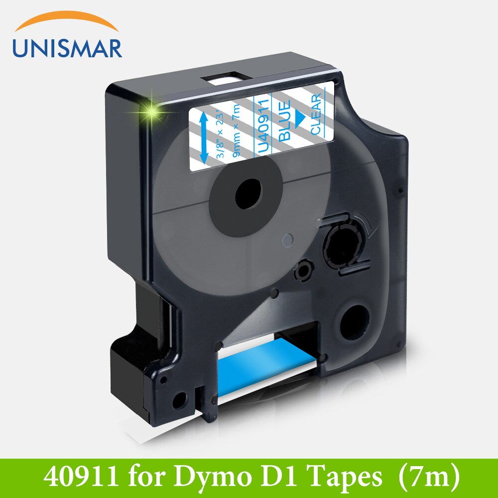 Unismar 9mm Label Tapes for Dymo D1 40913 40910 40917 40918 Label Manager 120P 210D 360D Label Writer 400 Label Maker 15 Color: Blue on Clear