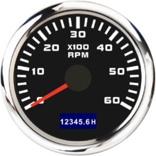 Tacómetro de 0 a 3000 RPM y 52mm con reloj de arena LCD, medidor de Tacho a prueba de agua de 4000 RPM y 7000RPM con luz trasera roja para yates y barcos