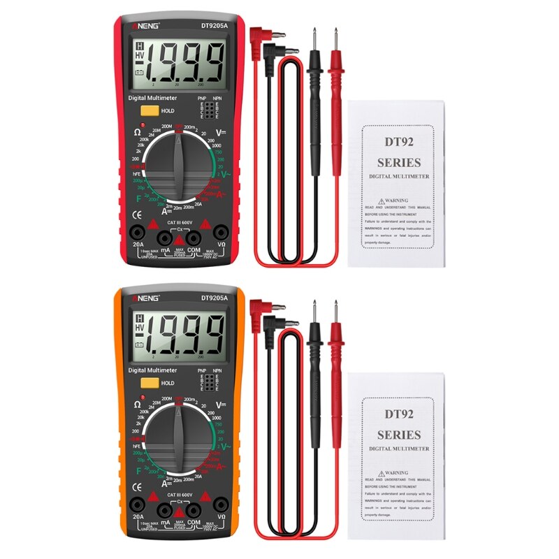 50LB AC/DC Digital Multimeter hFE Transistor Resistance Capacity Tester Electrical Tools 2000 Counts Diode Meter Tester