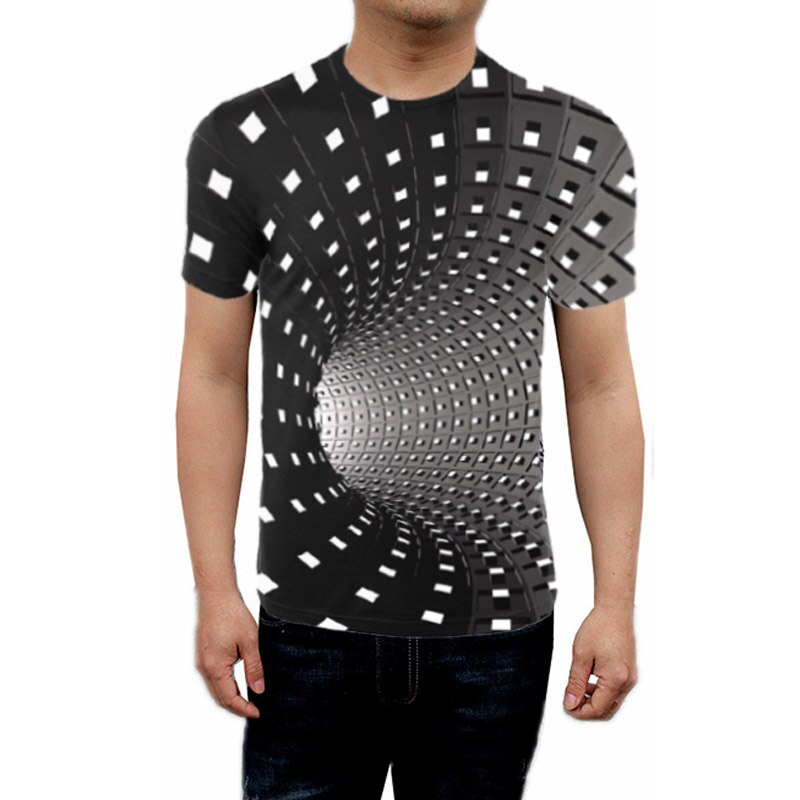 Hommes femmes T-Shirt à manches courtes 3D tourbillon impression Illusion d'optique hypnose T-Shirt hauts XRQ88: M