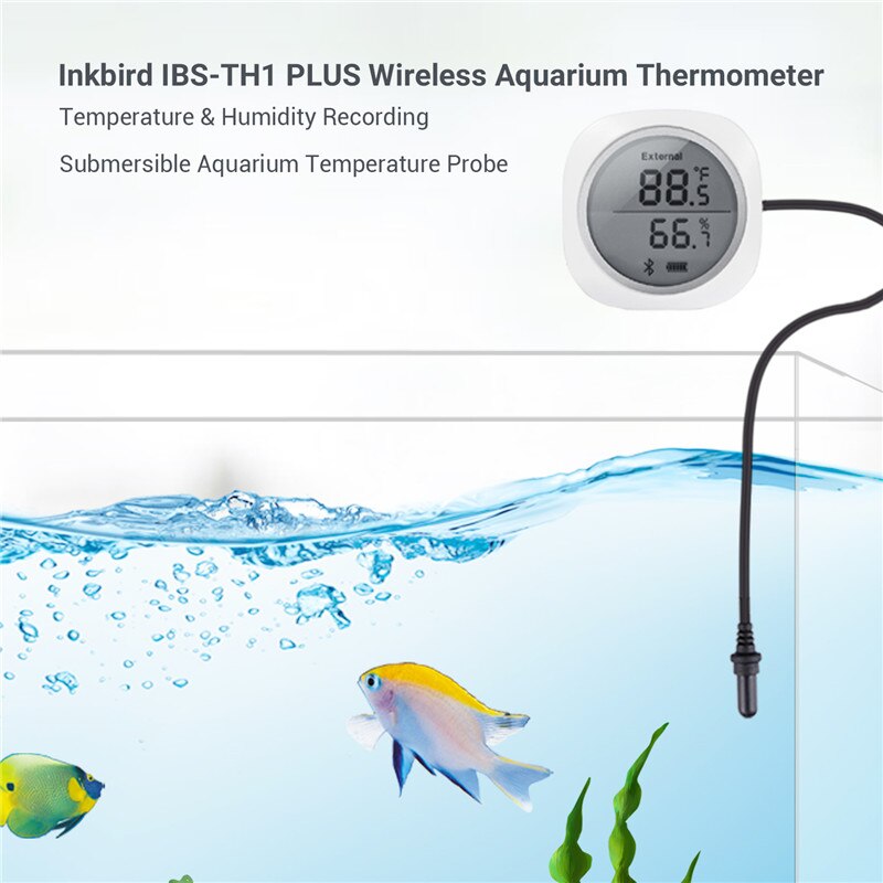 Inkbird IBS-TH1 Plus thermomètre et hygromètre Bluetooth sans fil avec sonde d'aquarium utilisation Multiple pour piscine d'eau salée d'aquarium