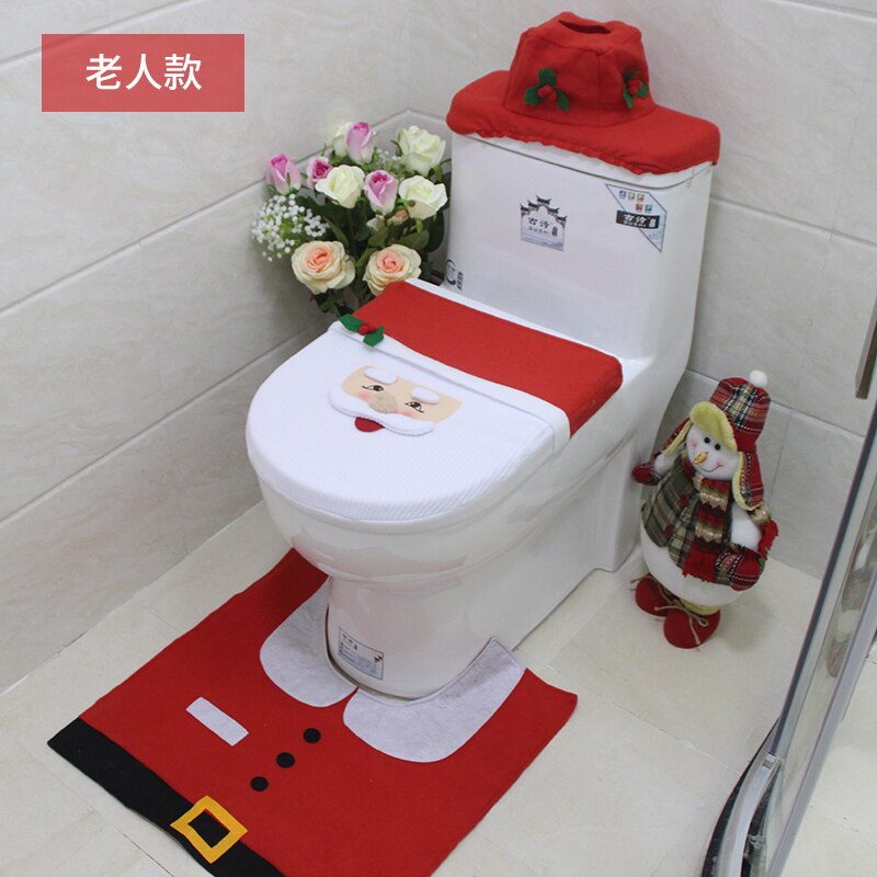 Luanqi toilette décoration père noël salle de bain tapis noël toilette siège & couverture noël toilette couvercle nouvel an noël décoration