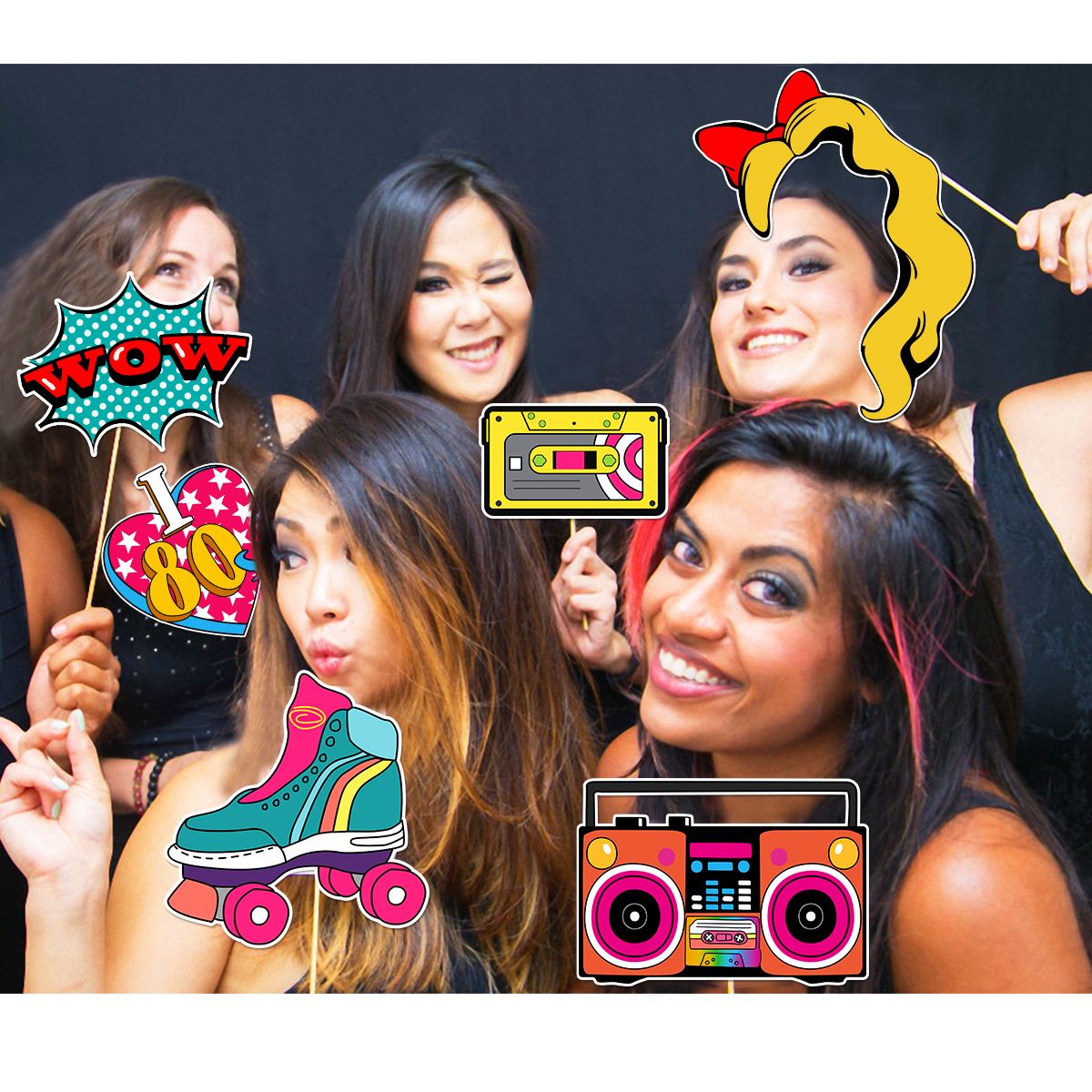 21Pcs Photobooth Props Tinksky 80s Party Photo Booth Props Funny Party Favors Supplies Accessories