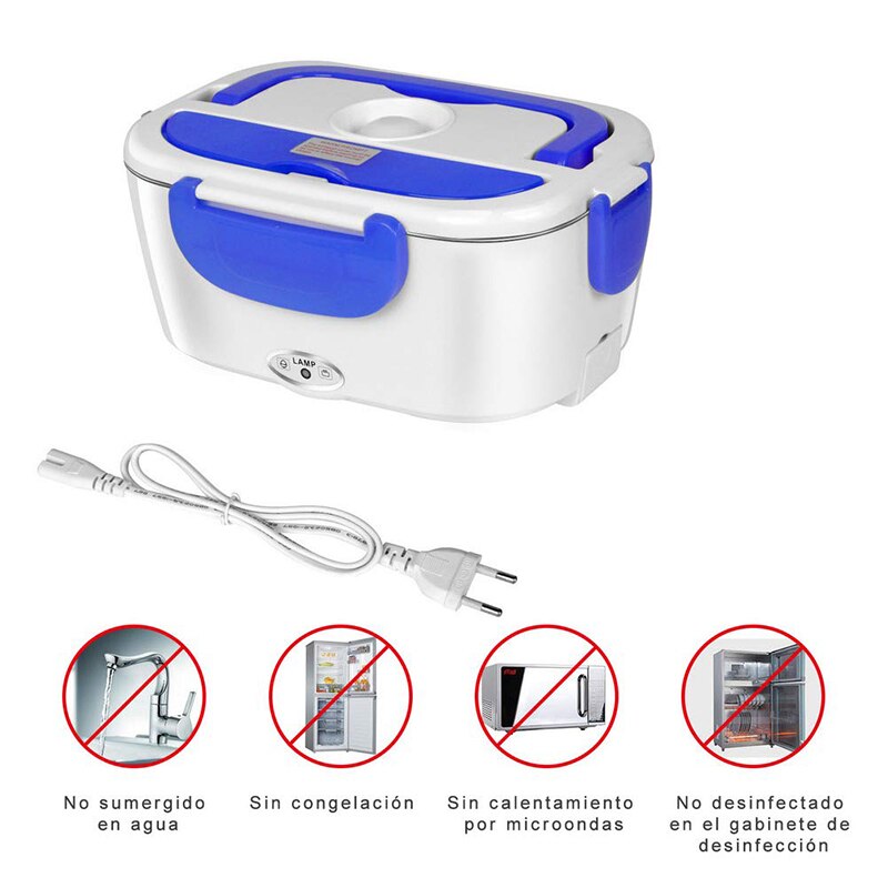 Stainless Steel Portable Electric Lunch Box Food Heater With Spoon And Two Compartments For Work 40W 220V Kitchen Pot K802