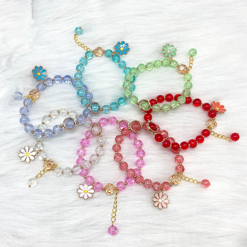 Bohemian Handmade Blume Form Lange Quaste Glas Armband Seld Baumeln Sets Frauen Multi Farbe Armbänder Schmuck Weihnachten