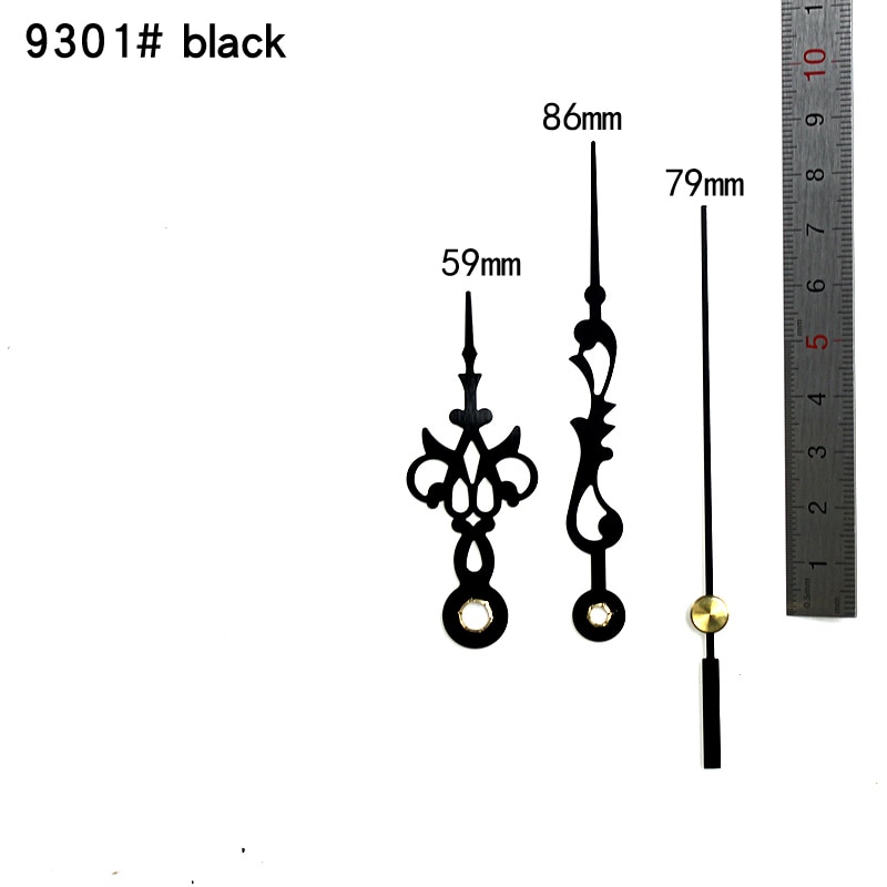 12888 jonge stad witte as wijzers zwarte klok wijzers 9301#  metalen aluminium kwarts klok accessoire diy klok kits