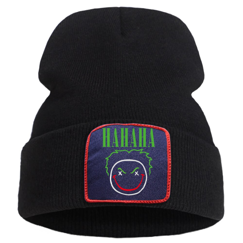 Joker print mutsen straat outdoor hiphop gebreide muts unisex ademende mutsen winter katoenen warme skullies muts: Zwart 6