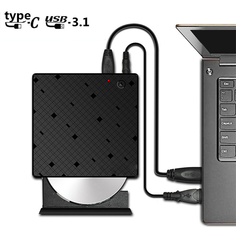 Tipo c usb 3.1 externo dvd/cd burner rw cd/dvd rom drive player unidade óptica para mac/pc/apple portátil/os/windows
