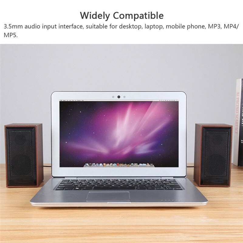 Wooden Computer Speakers Natural Wood Enclosure Desktop Speaker USB Powered Surround Laptop Speaker Wood Multimedia Loudspeakers