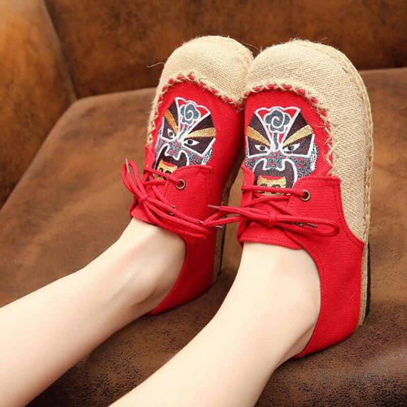 , mocasines bordados para mujer, zapatos planos para mujer, zapatos únicos respirables de lona DE LINO DE VERANO sy67