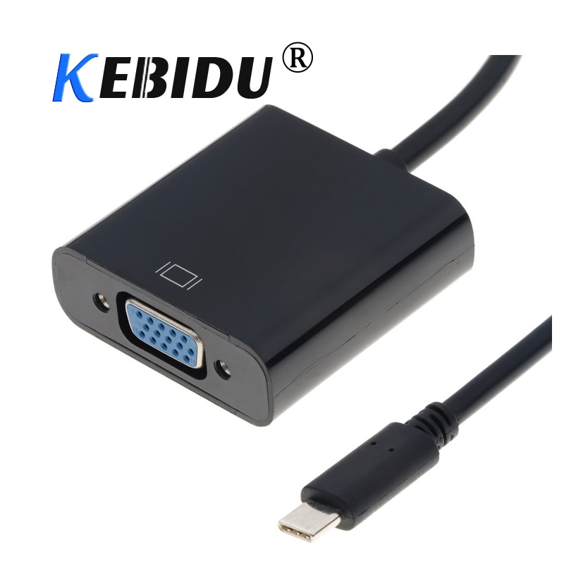 Kebidu Type C Naar Vga Kabel Converter Usb 3.1 Male Naar Vga Female Video Converter Voor Apple Macbook Chromebook pixel