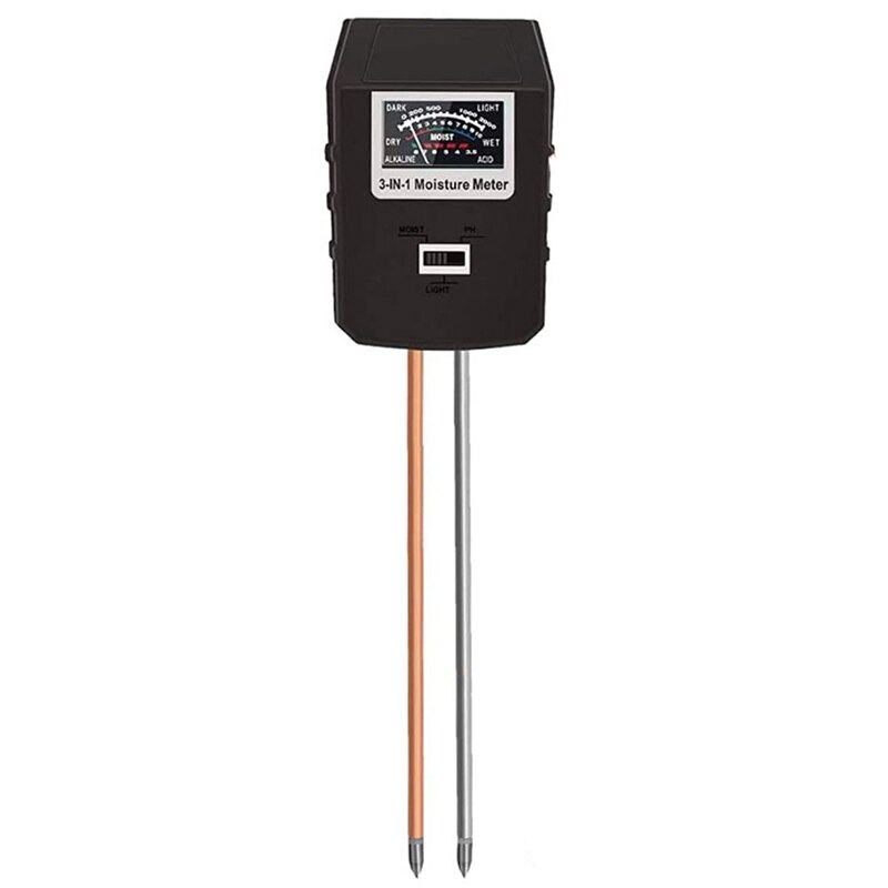 Soil PH Meter,Large Screen Soil Moisture/Sunlight/PH Tester Backyard Soil Test Kit, Reliable Gardening Soil Tool: black