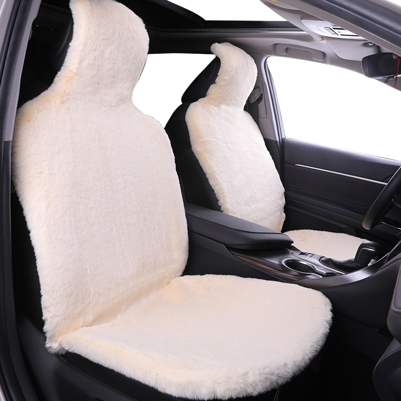 Winter Warm Autostoel Cover Hoge Lage Wol Luxe Auto Stoelhoezen (Wit) terug Deel Bont Auto Interieur Accessoires Universal Fit