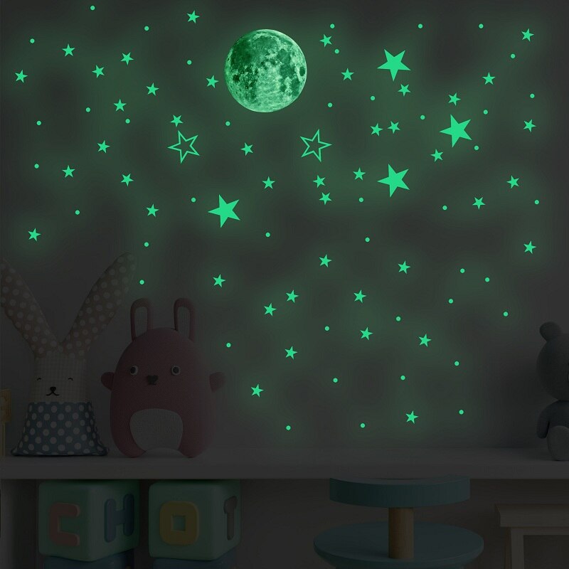 Zollor 127PCS Luminous Stars Planet Wall Sticker Bedroom Children's room Fluorescent Self-adhesive Decoration Stickers