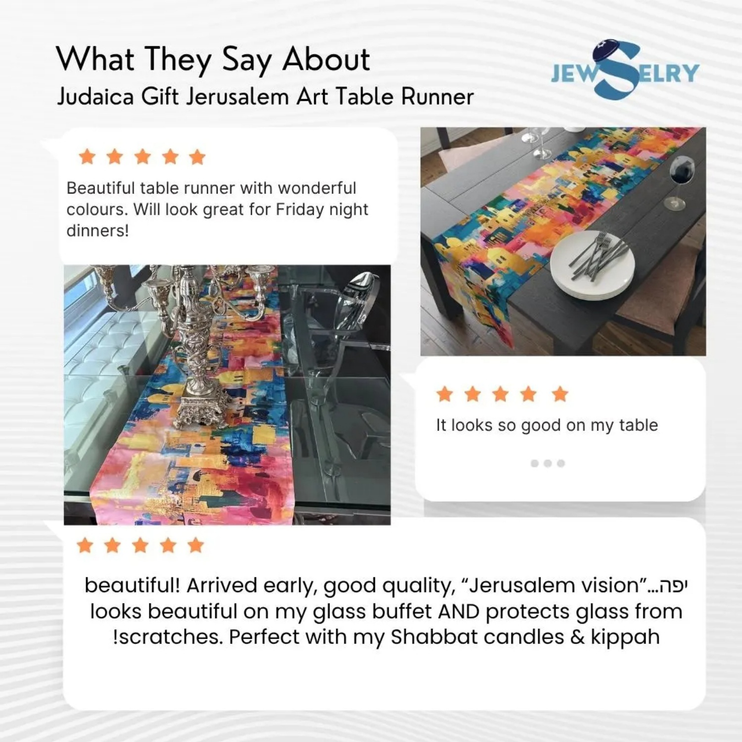 Judaica Jerusalem Art Tafelloper Katoen Joods Cadeau voor Home Decor Judaica Shabbat Israël Tafelloper