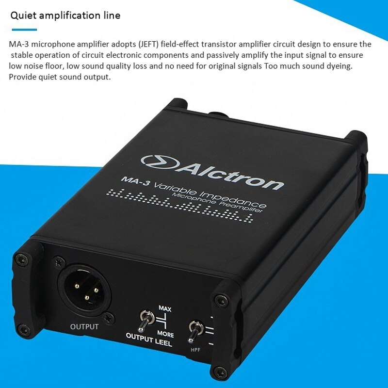 Alctron MA-3 Mic Preamplifier Dual-Channel Mic Amp for Moving Coil and Dynamic Microphone