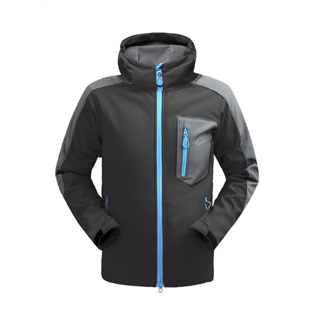 SAENSHING regenjacke herren softshell-jacke Männer Wasserdichte Jacke Wandern Vlies Regen Mantel Angeln Windjacke draussen Camping Wandern Weiche Hülse: Schwarz / S
