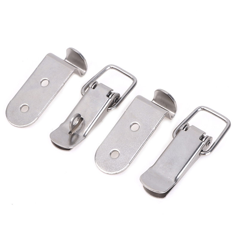 90 Degrees Duck-mouth Buckle Hook Lock Iron Spring Loaded Draw Toggle Latch Clamp Clip Silver Hasp Latch Catch Clasp