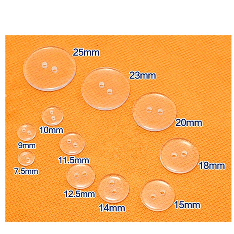 100Pcs 12-20L 2 Gaten Transparante Knoppen Clear Naaien Polyester Hars Overhemd Knop Voor Kleding Diy Bottones Apparrel Accessoires