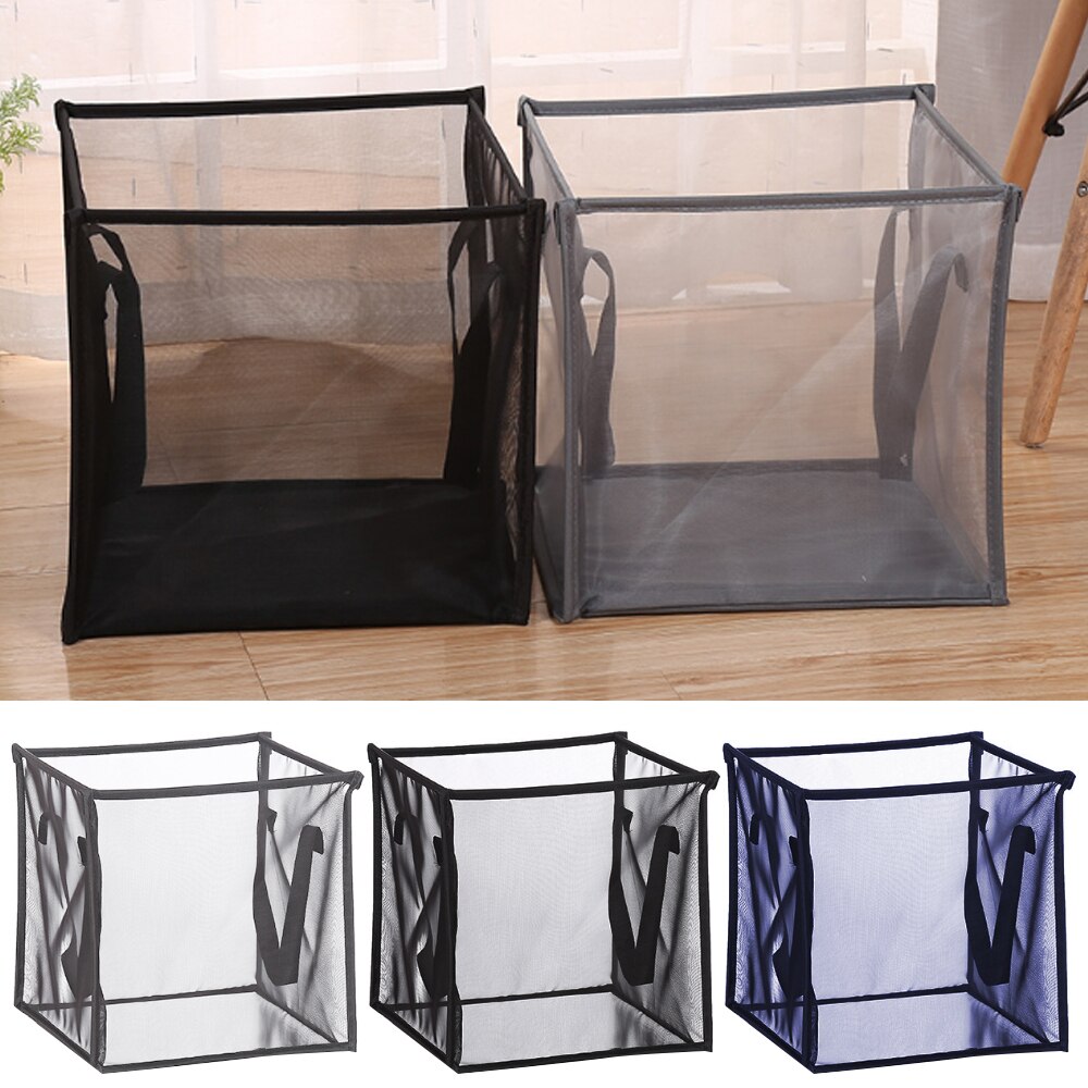 Cesta de malla cuadrada portátil para ropa sucia, contenedor de almacenamiento con asas de ropa sucia, organizador para el hogar, Cubo de almacenamiento de artículos diversos, 1/2 capas