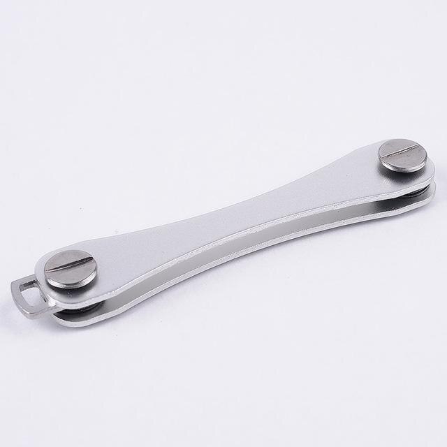 1 stk nøglering aluminium nøgle klip metal nøgle opbevaring diy bærbar kompakt nøgleholder og nøglering arrangør mappe nøgler tegnebog: Sølv