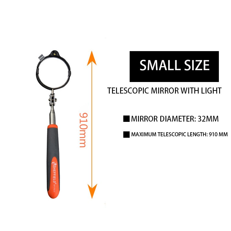 Telescopic inspection mirror with lamp universal auto repair mirror under car inspection mirror chassis maintenance mirror: Small