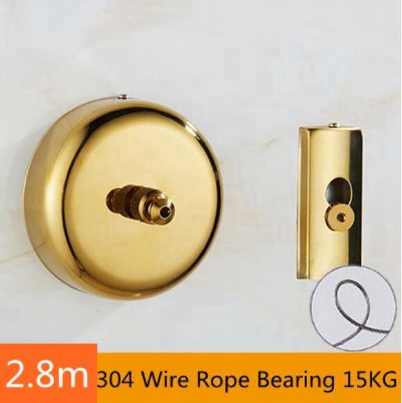 304 stainless steel clothes drying line chrome or gold plating cloth cord bathroom accessories 2.8 M clothesline WF: B GOLD
