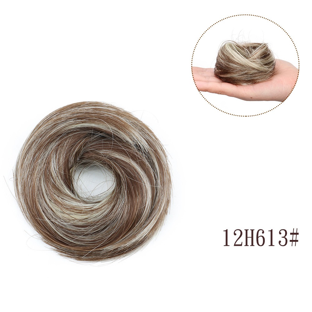 Moño sintético, pieza de pelo, extensión de moño recto, Mini banda de goma, moño para el pelo, peluca de Donut, accesorio, moño Updo: P12 / 613