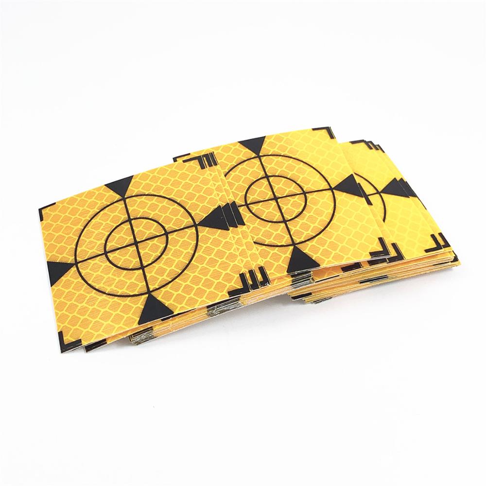 100 Pcs 60X60 Mm Reflector Vel Voor Total Station Landmeetkundige Geel + Driehoek Reflecterende Sticker Maat 20X20 30X30 40X40 50X50 Mm